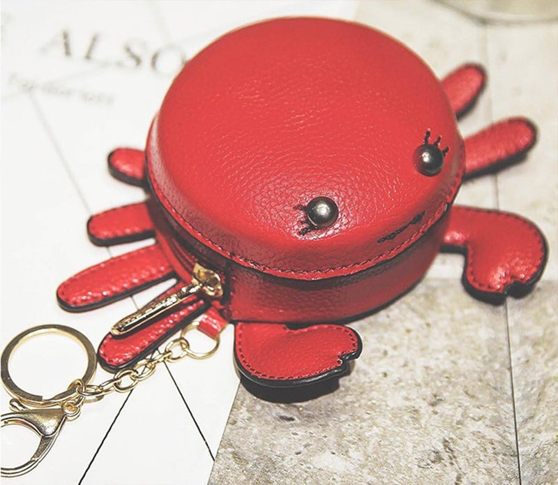QZUnique Crab Coin Purse Mini Animal Cartoon Change Pouch with Keychain Cute Leather Wallet Key Bag for Women Kids - Image 4